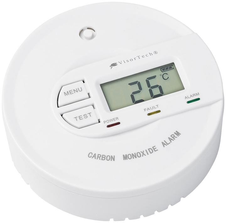 Actual product image VisorTech Set of 2 carbon monoxide detectors, 10-year sensor, display, EN 50291