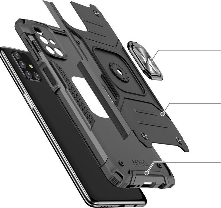 Immagine prodotto Wozinsky Ring Armor Case Kickstand Tough Rugged Cover per Samsung Galaxy M31s argento (Samsung Galaxy M31s)