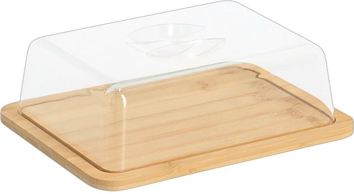 Zeller Present Cloche à fromage couvercle carré bambou plastique 24x18.5x7.5 cm