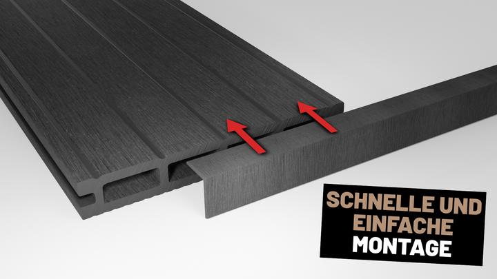 Produktbild Endorphin ® WPC Abschlussleisten 5er Set Hellgrau 220cm Winkelprofil 5,5 x 4,5cm (5 x)