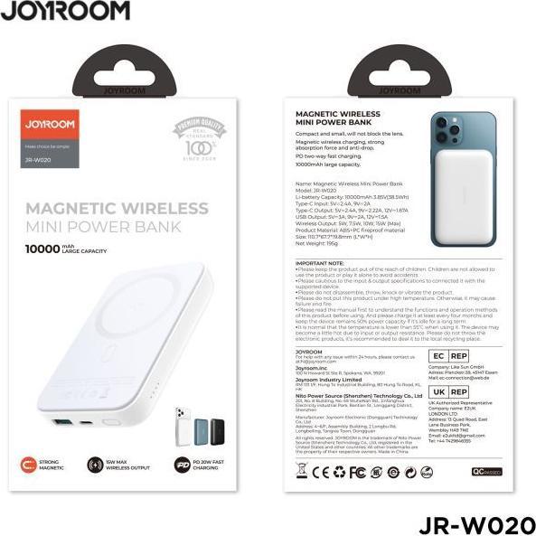 Immagine prodotto Joyroom Mini magnetico (10000 mAh, 20 W, 15 Wh)