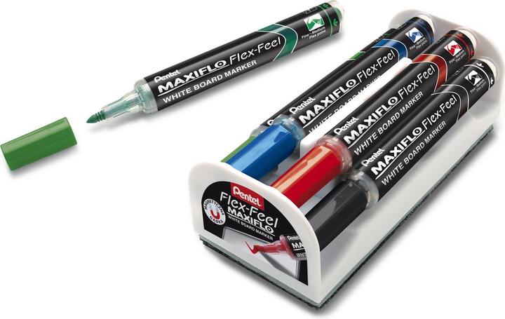 Produktbild Pentel Whiteboardmarker MAXIFLO Slim 4erSet (Mehrfarbig, 2 mm, 4 x)
