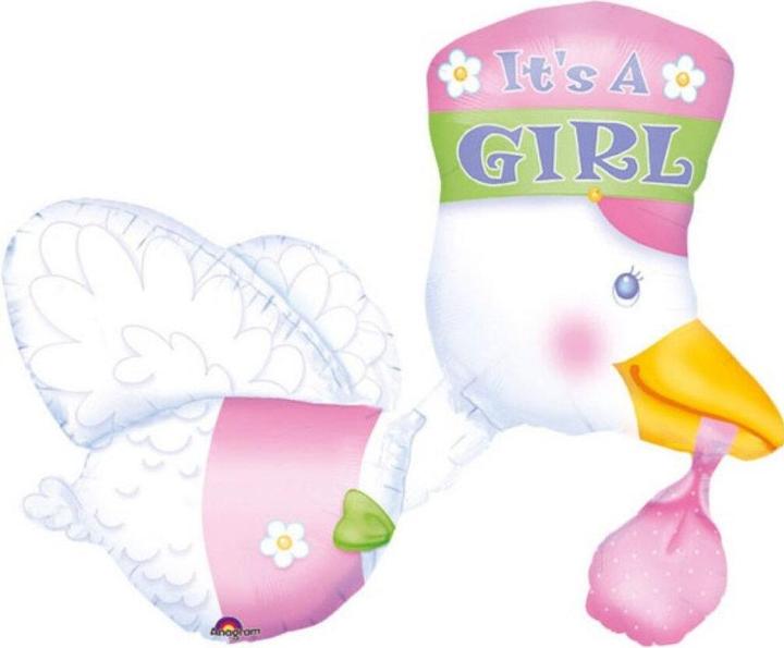 Actual product image Anagram Multi-Balloon It's a Girl Stork foil balloon p (5 x)