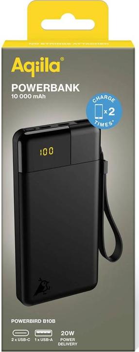 Actual product image Aqiila Powerbird B10B - Powerbank 10000 mAh, 20W - Black (10000 mAh, 20 W, 37 Wh)
