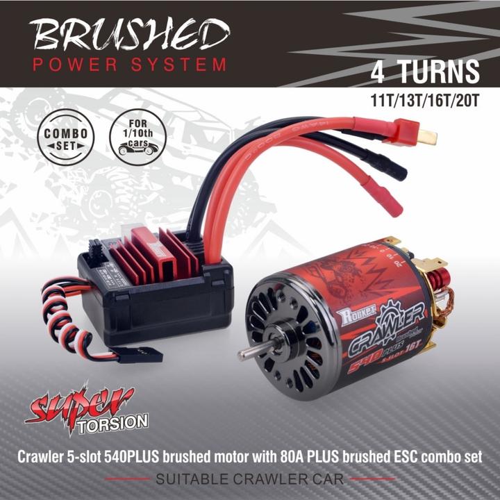 Actual product image Surpass Hobby Surpass Combo 540-PLUS 4 Poles 5-slots auto hold 20T + 80A-PLUS top-level brushed ECS