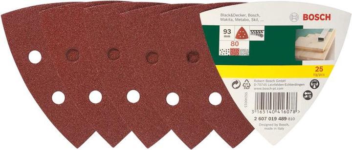 Actual product image Bosch Zubehör Sanding sheet set for delta sander, 93 mm, 80, 6 holes, pack of 25 (80)