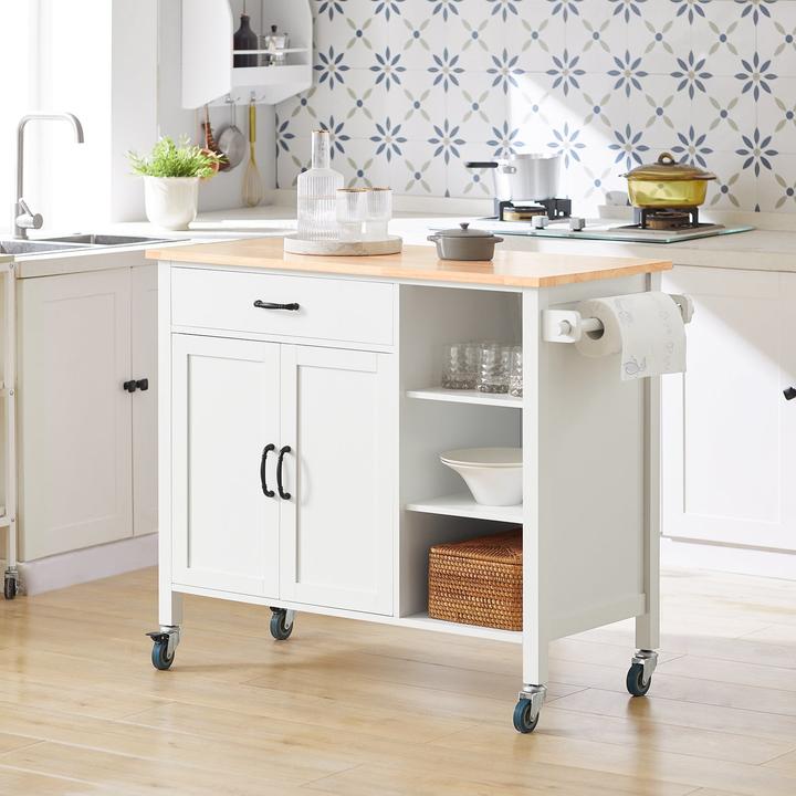 Actual product image SoBuy Design kitchen cabinet white Kitchen trolley with drawers