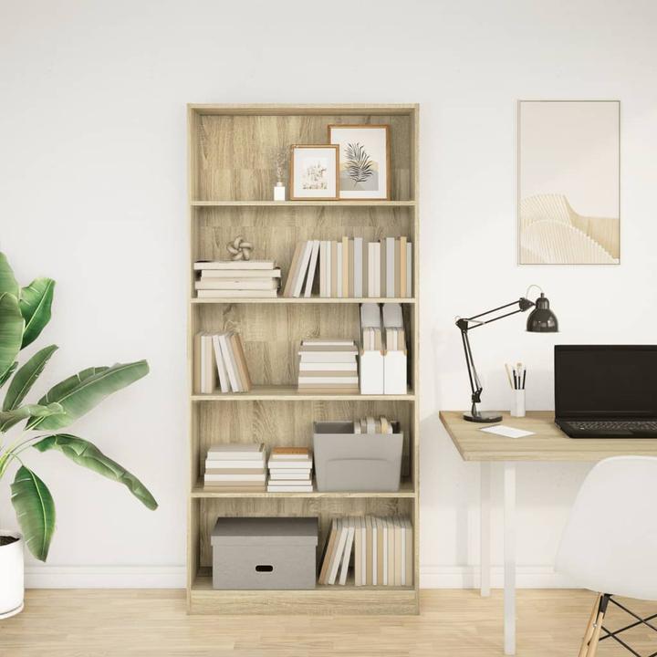 Actual product image VidaXL Bücherregal Regal Standregal Büroregal Aufbewahrungsregal Sonoma-Eiche (80 x 24 x 176 cm)