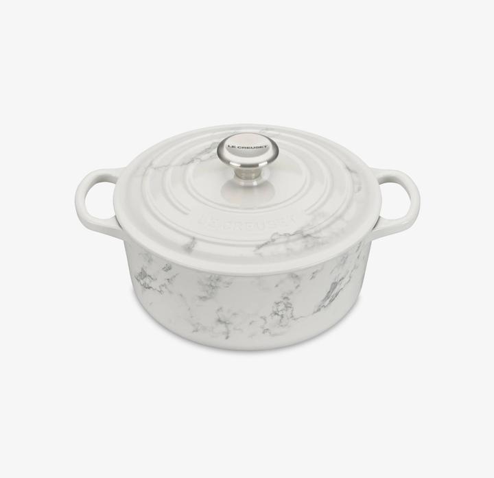 Actual product image Le Creuset Creuset - Braadpan - Signature - Wit Marmer - SPECIAL EDITION - 24cm (24 cm, Casserole + Stewpot, Cast iron)