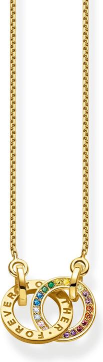 Thomas Sabo Halskette Together mit Zwei Ringen Bunten Steinen Vergoldet (925er Silber, 50 - 55 cm)