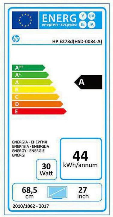Energy Label HP Elite E273d 27 FHD 16:9 LED IPS (1920 x 1080 pixels, 27")