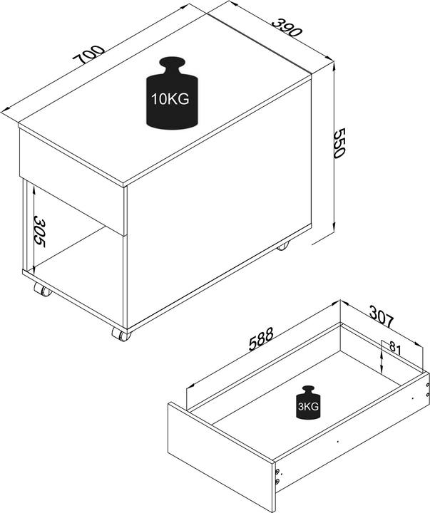 Produktbild VCM my office Dalosa Rollcontainer grau 1 Auszug 39,0 x 70,0 x 55,0 cm (39 x 70 x 55 cm)