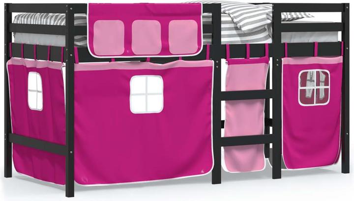 Image du produit VidaXL Lit superposé pour enfant avec rideaux Rose (80 x 200 cm)