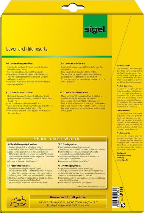 Produktbild Sigel PC-Einsteckschilder