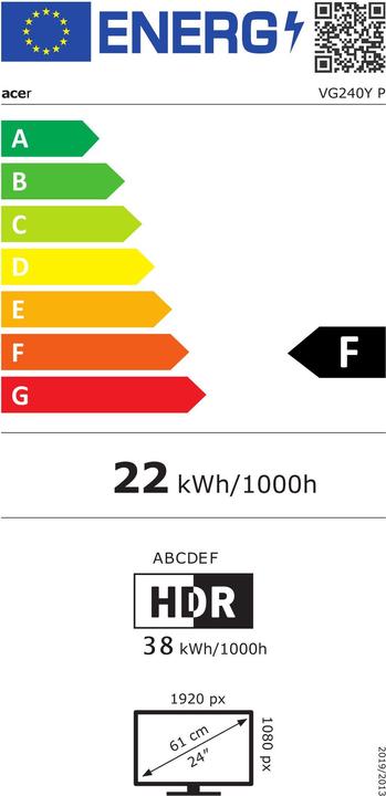 Energy Label Acer Monitor Nitro VG240YPbiip (1920 x 1080 pixels, 23.80")