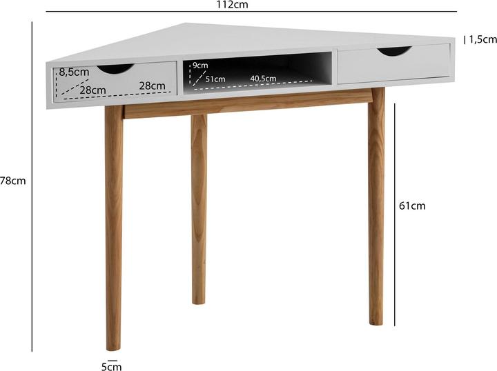 Produktbild FineBuy Eckschreibtisch Schreibtisch 80 cm Weiss Schubladen Tisch Platzsparend (80 x 80 x 78 cm)