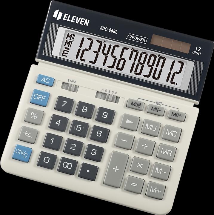 Image du produit Eleven Calculatrice de poche SDC868L Calculatrice de poche, noir et blanc, bureau, 12 chiffres