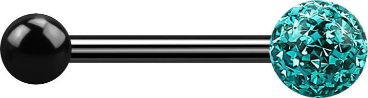 Actual product image Star Piercing Barbell black with ball and crystal ball turquoise Epoxy protective layer (without brass)