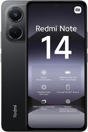 Image du produit Xiaomi Redmi Note 14 (256 Go, Midnight Black, 262.60", Double SIM, 108 Mpx, 4G)
