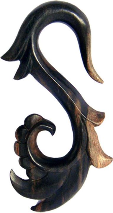 Star Piercing Ohrgewicht Spirale Schwan aus Arang Holz (Organisch, ohne Messing)