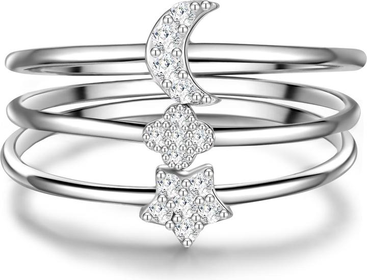 Immagine prodotto Glanzstücke München Stella/Luna/Fiore da donna in argento sterling con zirconi - 32032 (60, 925 Argento)