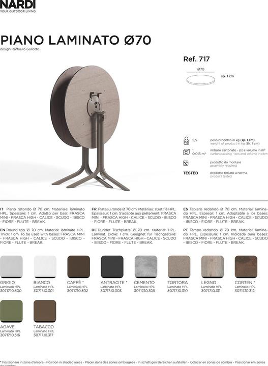 Actual product image Nardi P. LAMINATO DIAM.70 (70 x 70 cm)
