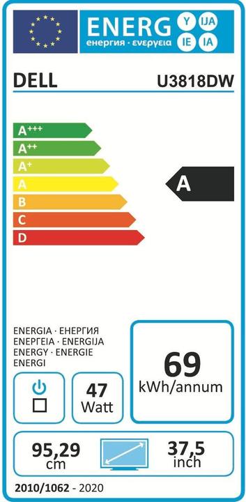 Label énergétique Dell UltraSharp U3818DW (3840 x 1600 pixels, 37.50")
