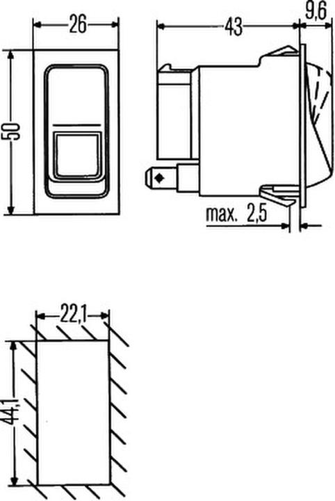 Actual product image Hella Hazard warning switch with comfort function Installation