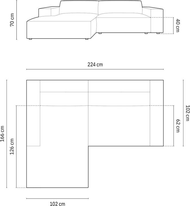 Actual product image Micadoni Velvet Modular Left Corner Sofa, "Jodie", 3 Seats, 224x166x70Made in Europe (Corner sofa)