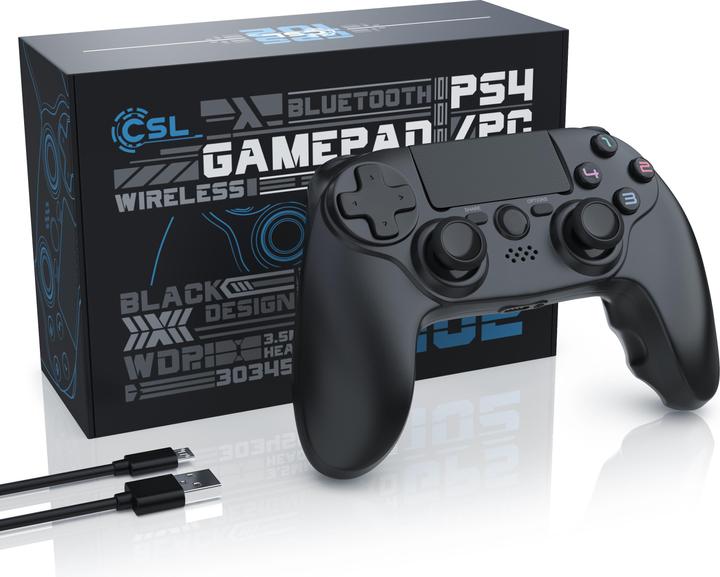 Actual product image CSL 2x Gaming Controller Set, Wireless Gamepad for PS4, Playstation Touchpad, 3.5 mm AUX. Dual Vibration (PS4, PC)