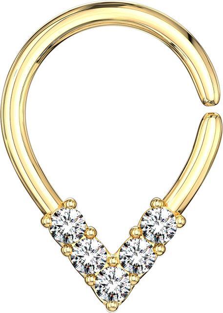 Image du produit Star Piercing Micro piercing anneau 14k doré pointu avec cristaux (Laiton)