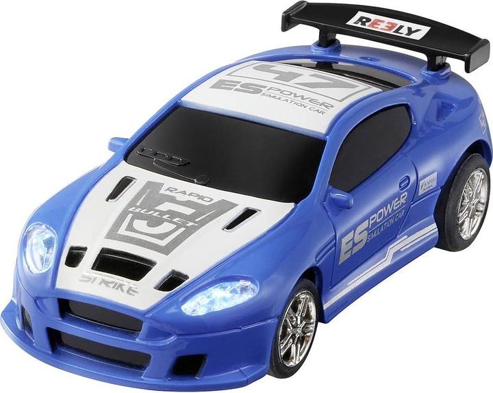 Immagine prodotto Reely Mini Racer blu-bianco spazzolato 1:64 RC modello di auto elettrica da strada Hec (RTR pronto all'uso)