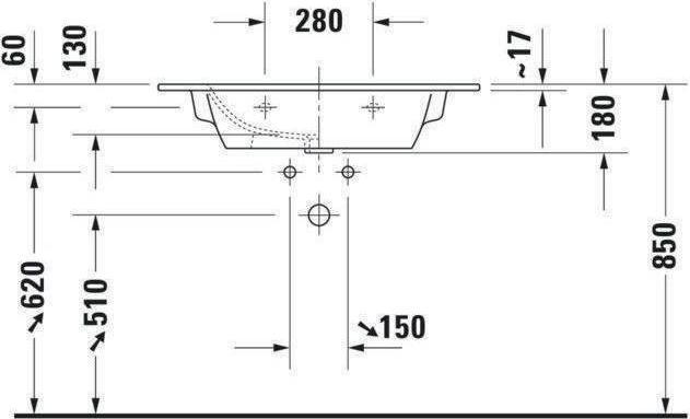 Image du produit Duravit Meuble vasque ME by Starck avec lavabo et plan de toilette 830x490mm 1 plan de toilette blanc satiné (490 mm, 830 mm)