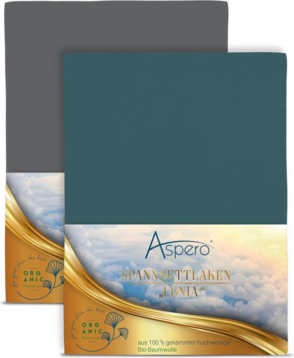 Produktbild Aspero 2 x Spannbettlaken aus Bio-Baumwolle (180 x 200 x 35 cm)