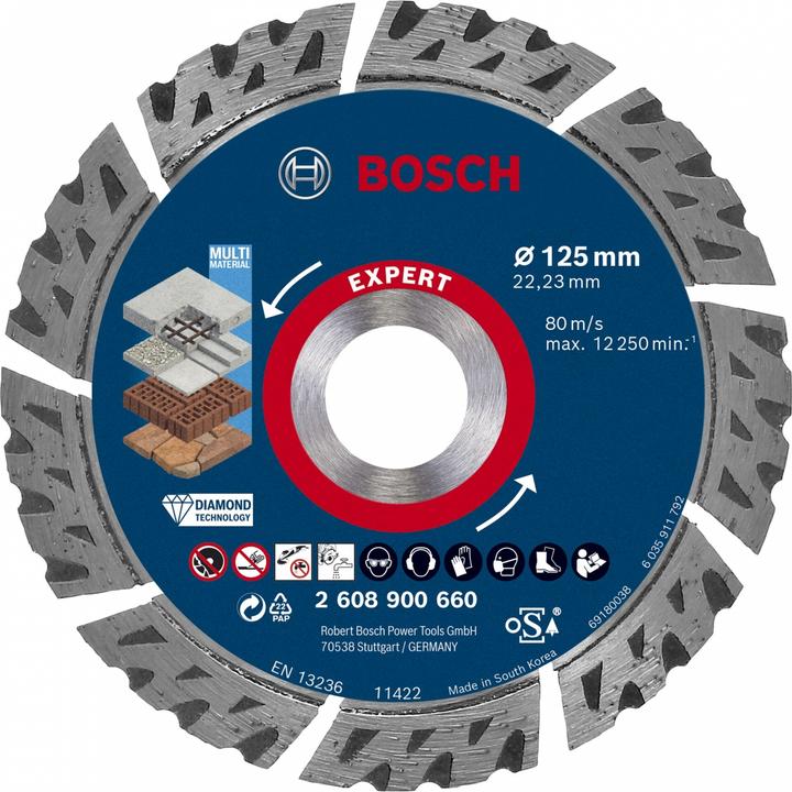 Bosch Professional Zubehör EXPERT MultiMaterial diamond cutting discs, 125 x 22.23 x 2.2 x 12 mm