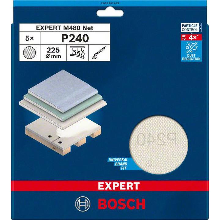 Produktbild Bosch Professional Zubehör EXPERT M480 Schleifnetz, 225 mm, G 240, 5 Stück (240)
