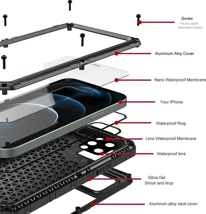 Image du produit Cadorabo Housse d'extérieur Protection à 360 degrés (Apple iPhone 12 Pro)