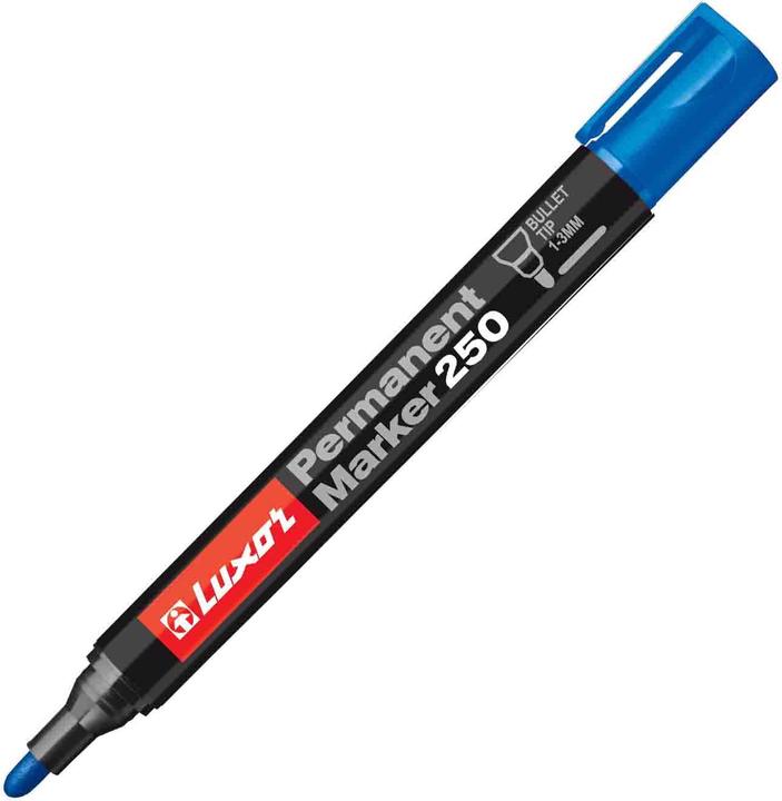 Produktbild Luxor Permanent-Marker 250 Blau, 12 Stück (Blau, Schwarz, 3 mm, 12 x)