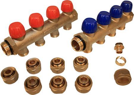 Produktbild Wavin Tigris Fordelerrørssaet 1" 4vejs Inkl. 20x2,0 mm Pex koblingssaet