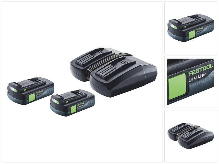 Image du produit Festool Energy Set 2x BP 18 Li 3.0 C Batterie 18 V 3.0 Ah / 3000 mAh Li-Ion ( 2x 577658 ) + TCL 6 (18 V)