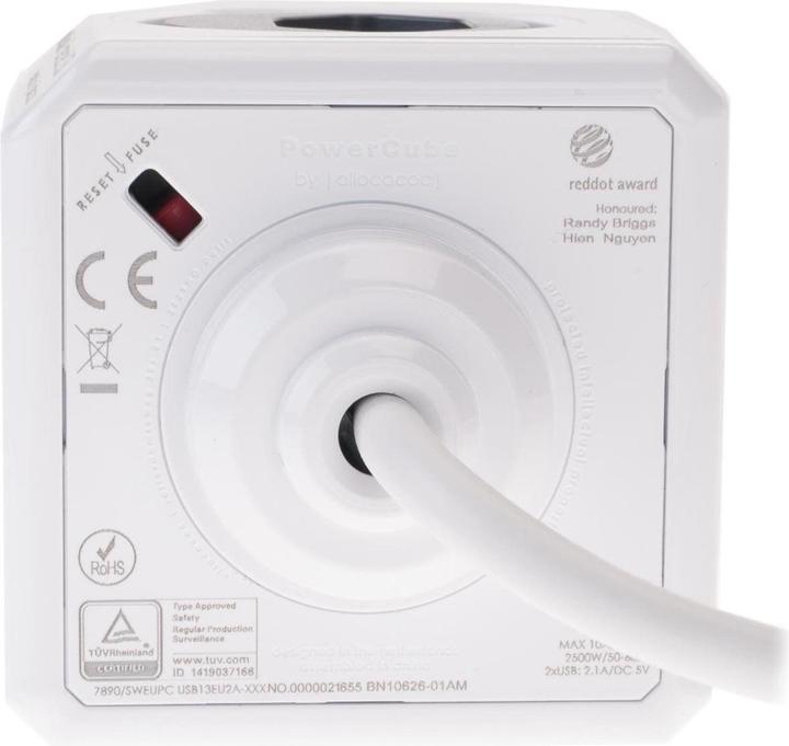 Actual product image Allocacoc PowerCube S+ (6 x, USB-A, Type 13, 3 m)