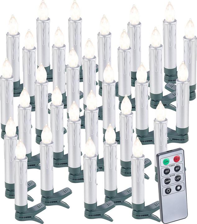 Produktbild Lunartec 30er-Set LED-Weihnachtsbaumkerzen mit Fernbedienung (30 x)