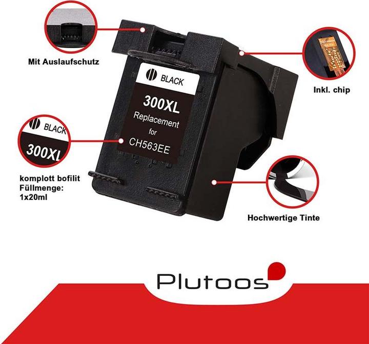 Actual product image Plutoos HP 300 XL HP 300 XL cartridges XXL compatible, set of 2 BK+CL (FC, CL)