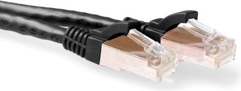 Actual product image Black 25 meter SFTP CAT6A patch cable snagless with RJ45 connectors. Cat6a s/ftp snagless bk 25.00m (S/FTP, CAT6a, 25 m)