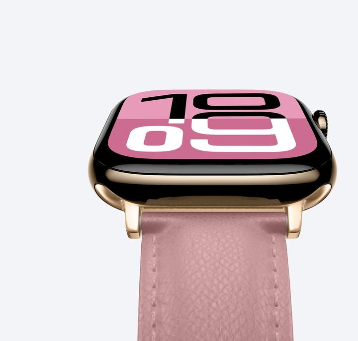 Image du produit Amazingthing Class Band Lederarmband für Apple Watch 45 / 46 / 49 mm - Rosa (Acier inoxydable, Cuir pleine fleur)