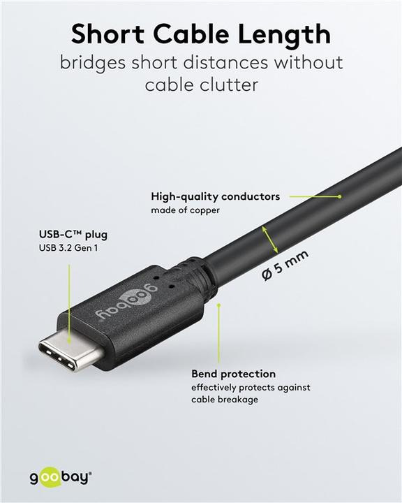 Produktbild S-Conn Goobay USB C 3.2 Kabel (1 m, USB 3.1, 60 W)