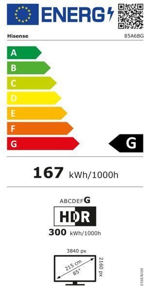 Energie-Label Hisense 85A6BG (85", A6BG, LED, 4K, 2022)