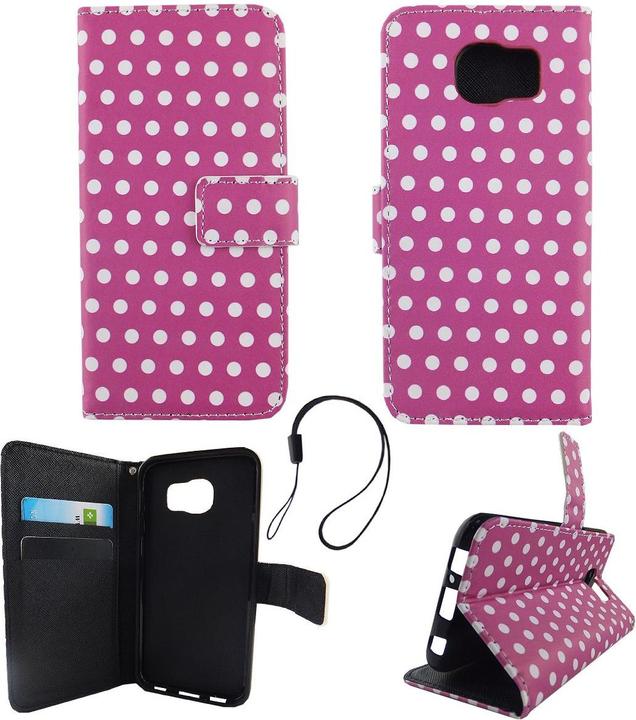 Produktbild König Design Schutz Hülle für Samsung Galaxy S6 Polka Dot Lila Tasche Cover Case Book Style (Samsung Galaxy S6)