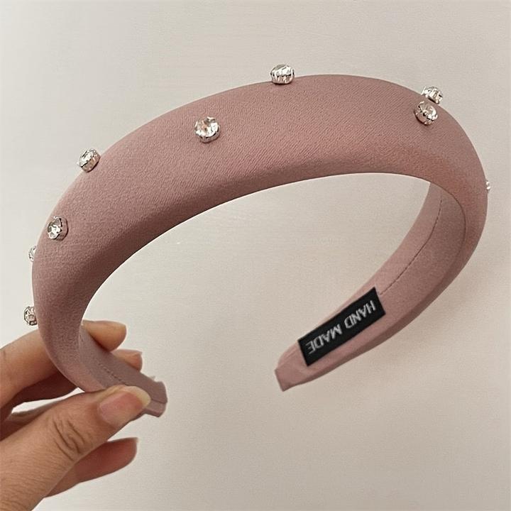Activity Board Elegant Rhinestone-Embellished Polyester Headband - Cute Solid Color Hairband for Dress Up, Single