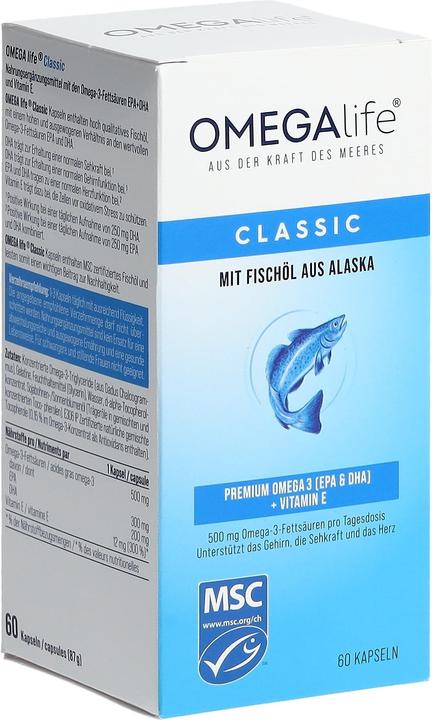 Produktbild Omega-Life Classic Kaps 500 mg Ds 60 (60 Stück, Kapseln, 128 g)
